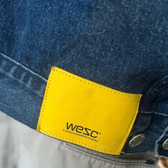 90’s Vintage Conspiracy by WESC Blue Jean Trucker Jacket Mens Size L - Picture 9 of 11